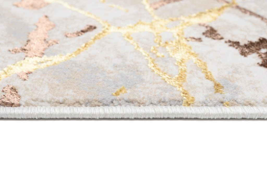 Alfombra Golden Crema Dorado Marrón Líneas