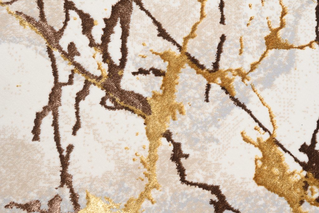Alfombra Golden Crema Dorado Marrón Líneas