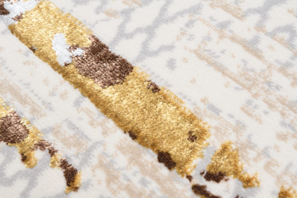 Alfombra Golden Crema Dorado Borde Moteado