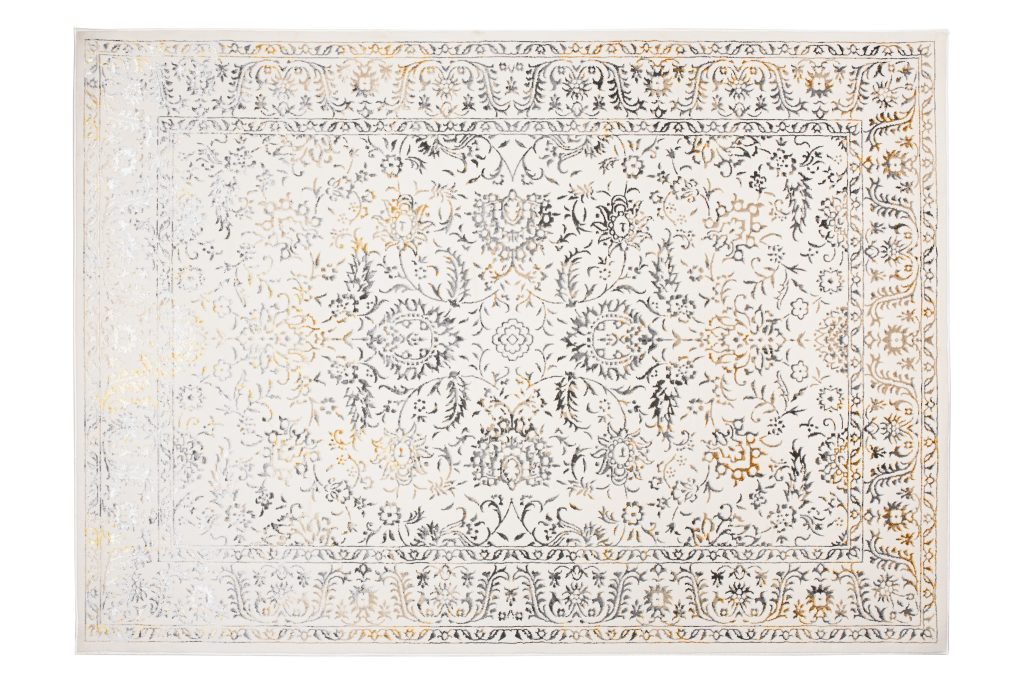 Alfombra Golden Crema Dorado Gris Vintage Borde