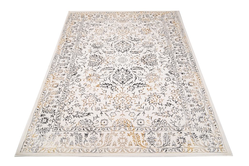 Alfombra Golden Crema Dorado Gris Vintage Borde
