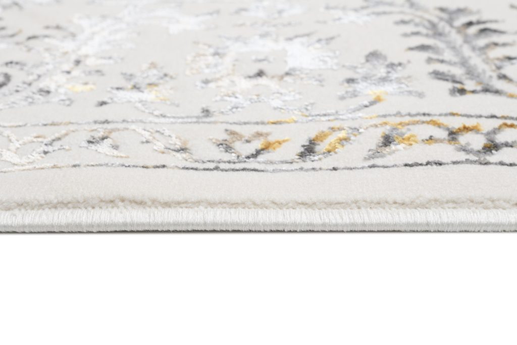 Alfombra Golden Crema Dorado Gris Vintage Borde