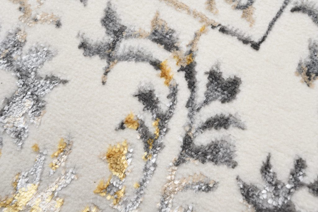 Alfombra Golden Crema Dorado Gris Vintage Borde