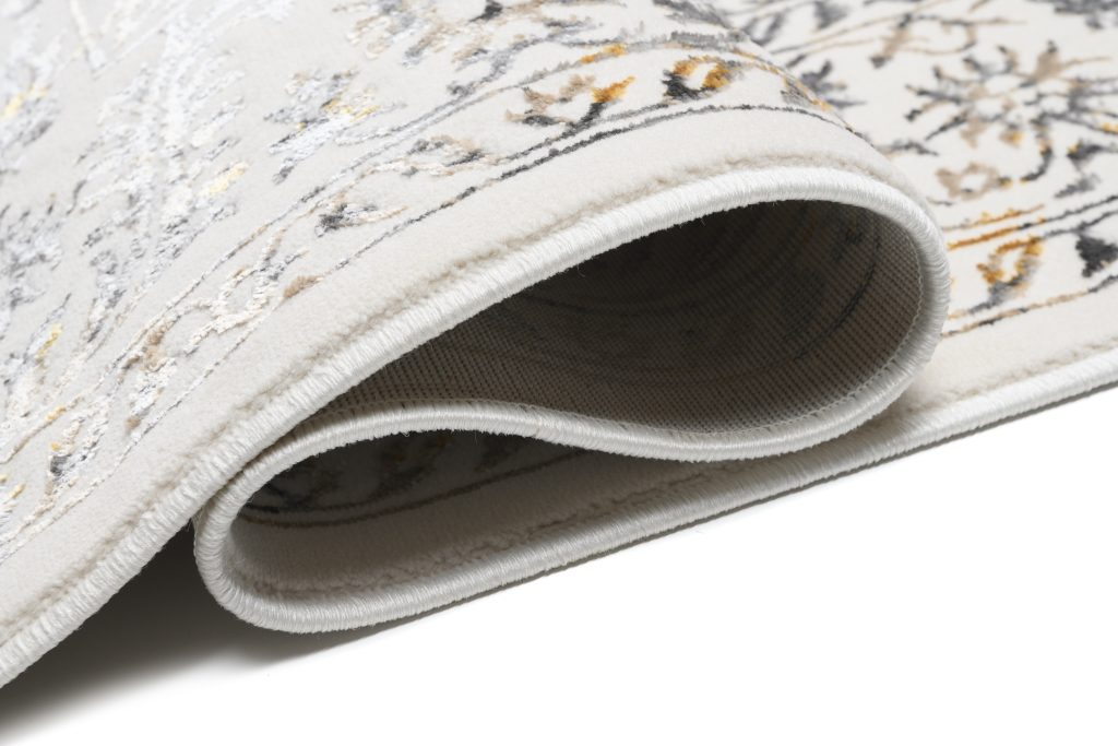 Alfombra Golden Crema Dorado Gris Vintage Borde