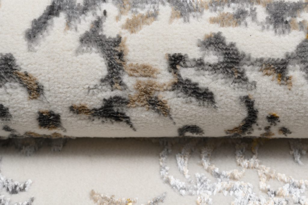 Alfombra Golden Crema Dorado Gris Vintage Borde