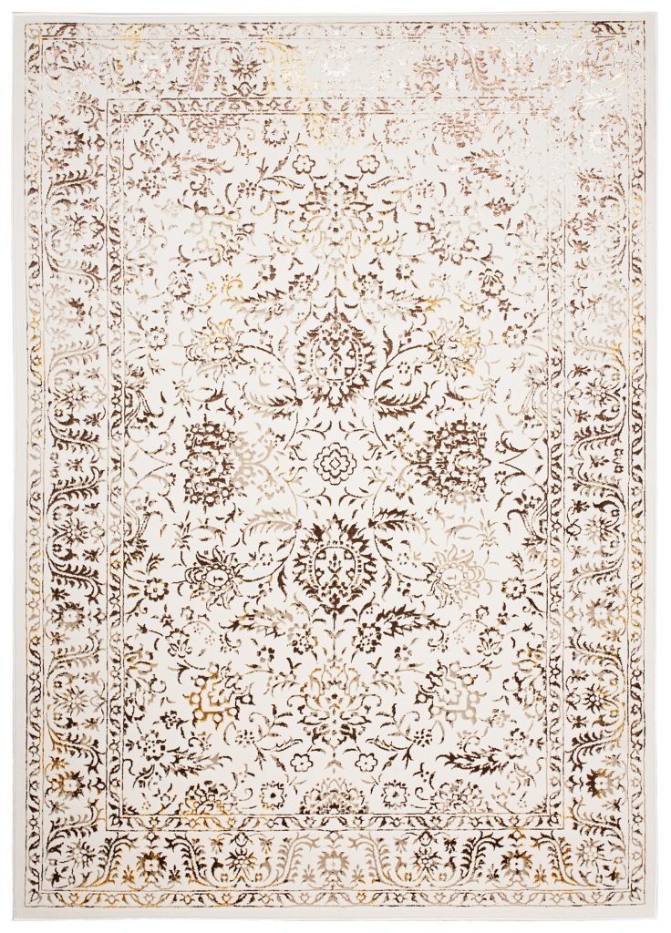 Alfombra Golden Crema Dorado Vintage Borde