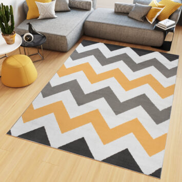 Alfombra Maya Gris Amarillo Geométrico Zigzag