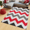 Alfombra Maya Gris Rojo Geométrico Zigzag