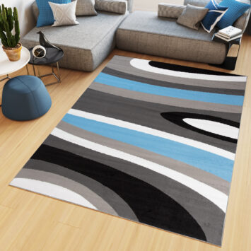 Alfombra Maya Gris Azul Abstracto Ondas