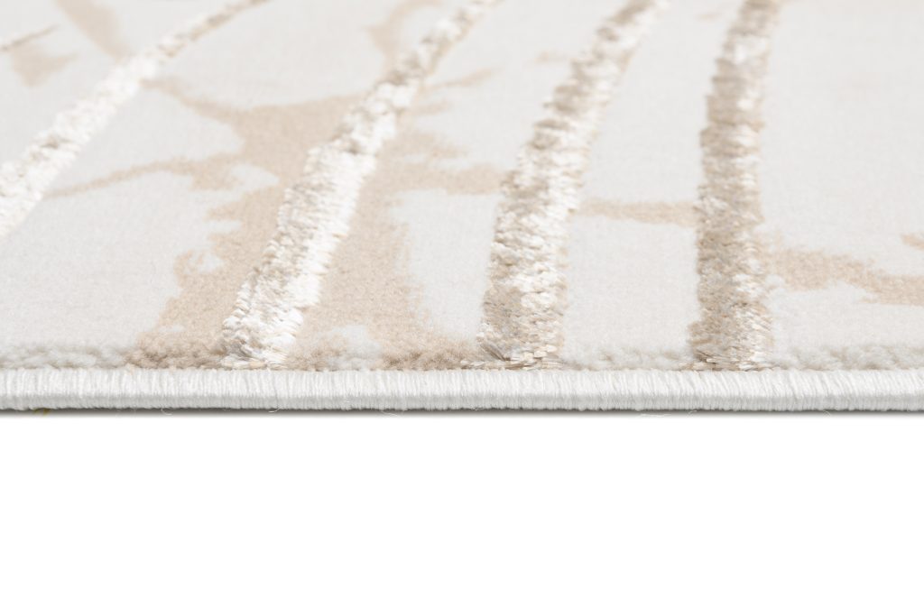 Alfombra Golden Crema Dorado Verde Hojas