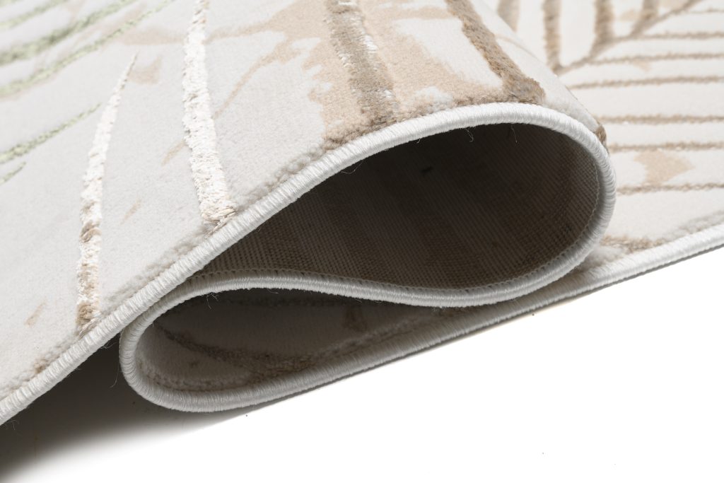 Alfombra Golden Crema Dorado Verde Hojas
