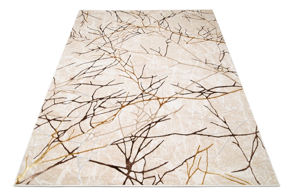 Alfombra Golden Beige Dorado Marrón Líneas