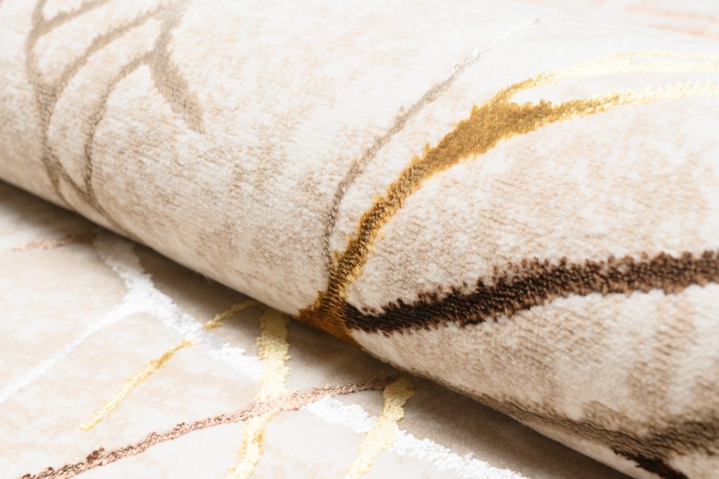 Alfombra Golden Beige Dorado Marrón Líneas