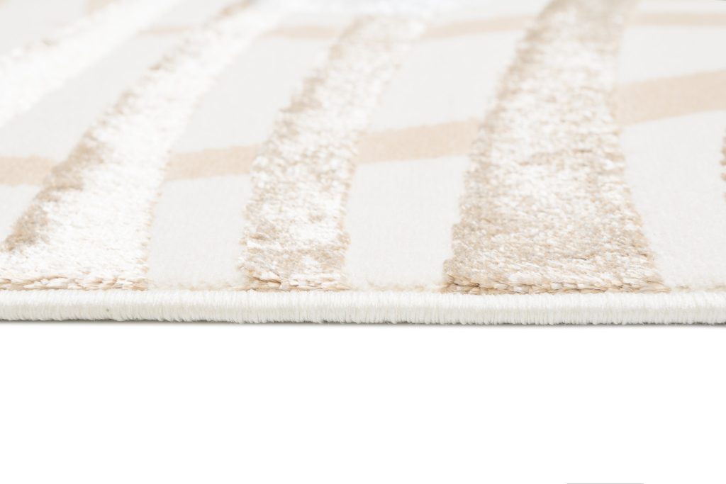 Alfombra Golden Crema Dorado Beige Hojas