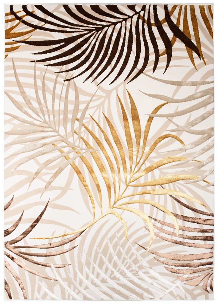 Alfombra Golden Crema Marrón Dorado Hojas