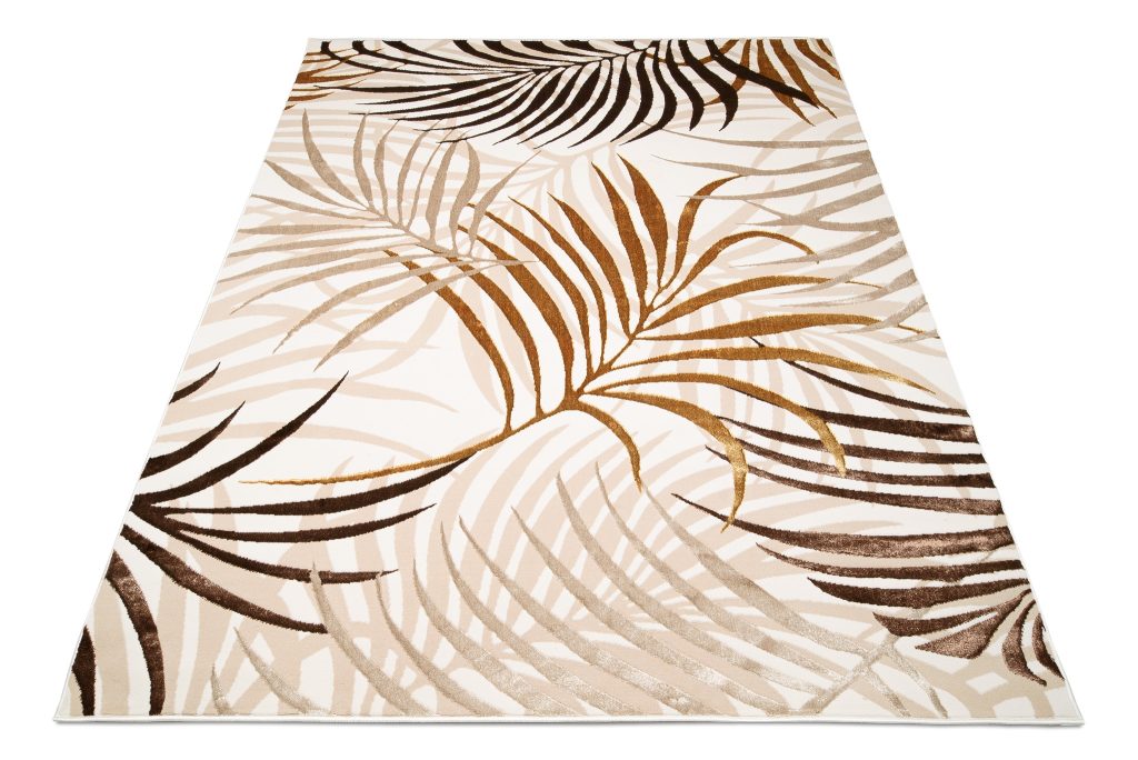Alfombra Golden Crema Marrón Dorado Hojas