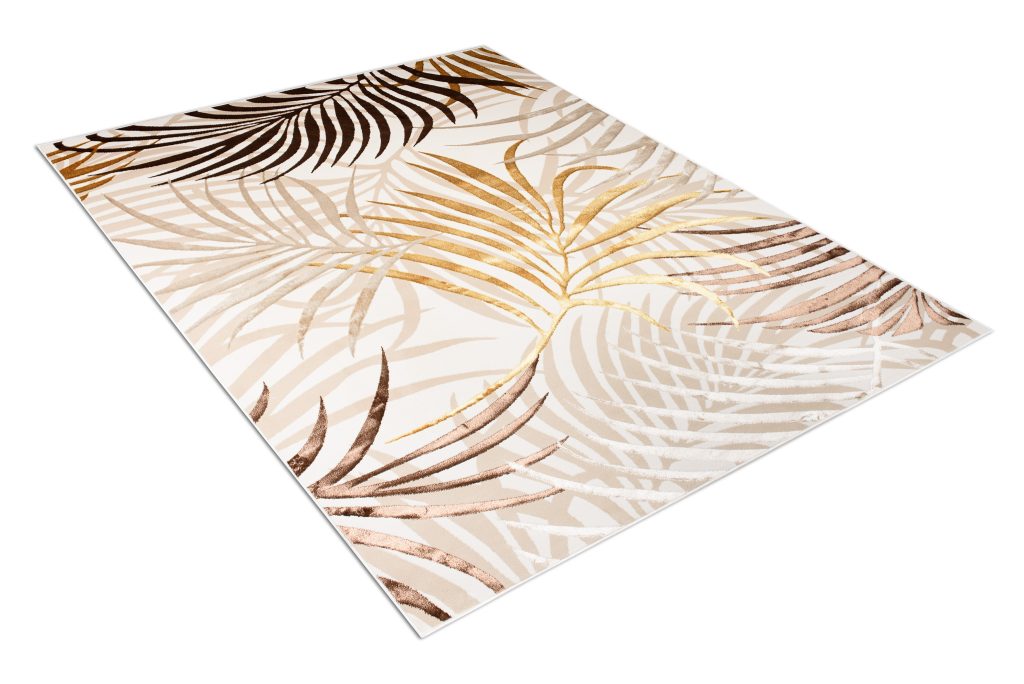 Alfombra Golden Crema Marrón Dorado Hojas