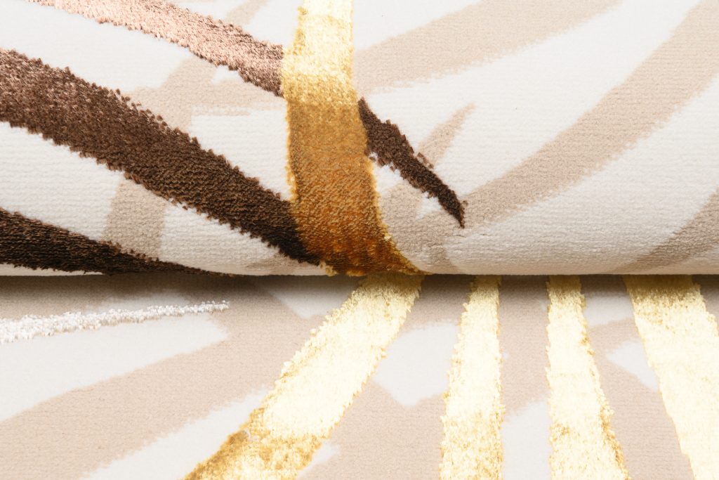 Alfombra Golden Crema Marrón Dorado Hojas