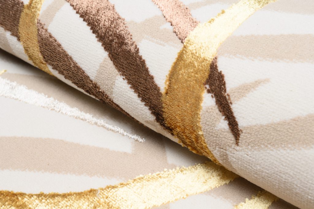 Alfombra Golden Crema Marrón Dorado Hojas