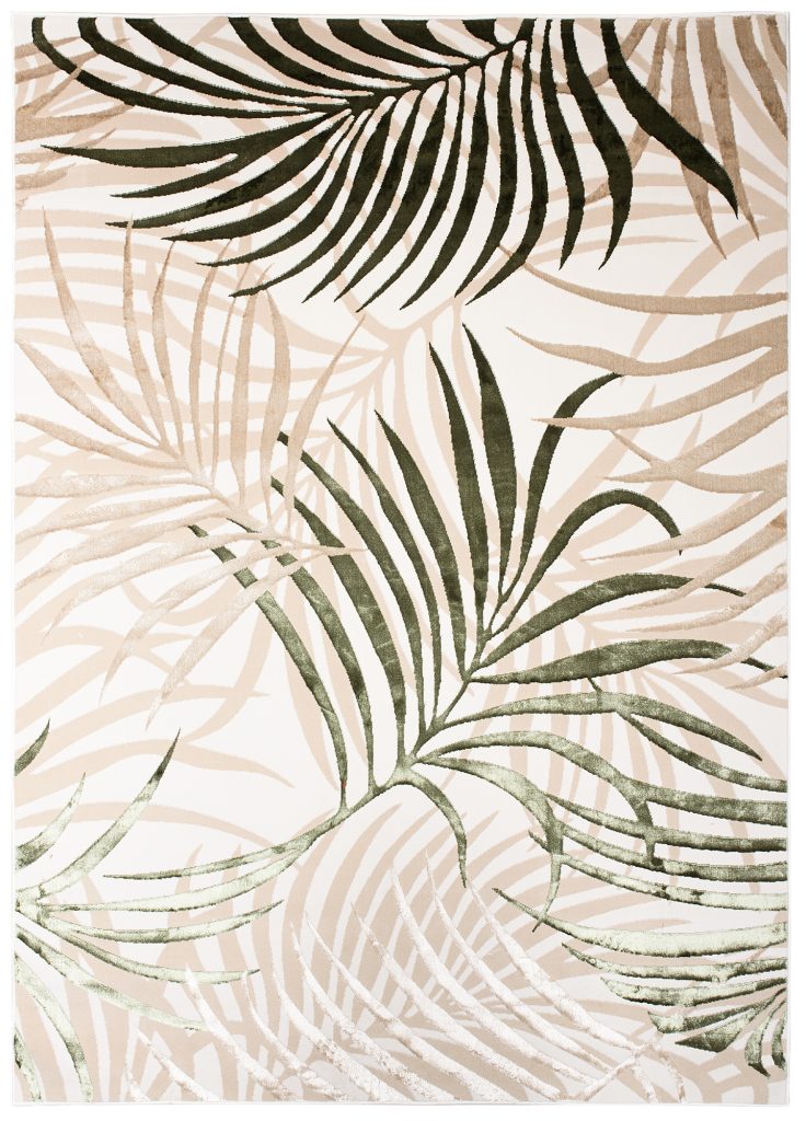 Alfombra Golden Crema Beige Verde Hojas