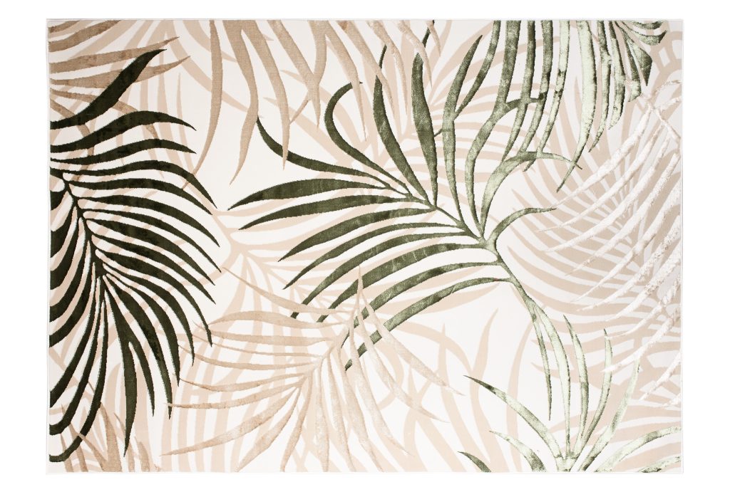 Alfombra Golden Crema Beige Verde Hojas