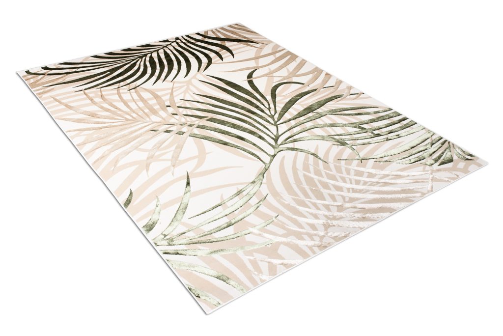 Alfombra Golden Crema Beige Verde Hojas