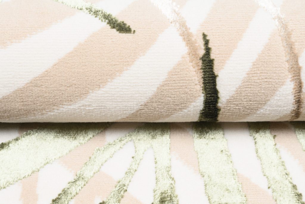 Alfombra Golden Crema Beige Verde Hojas