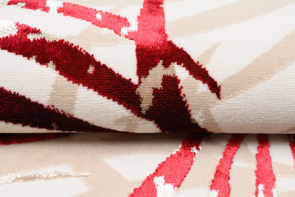 Alfombra Golden Crema Beige Rojo Hojas
