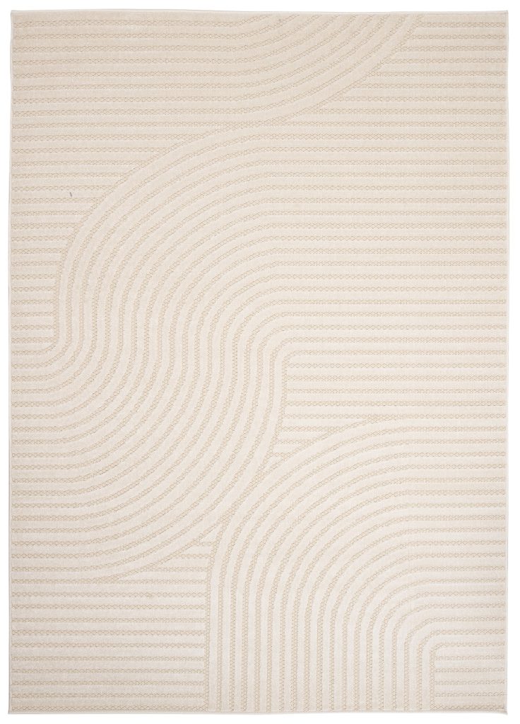 Alfombra Exterior Patio Crema Líneas