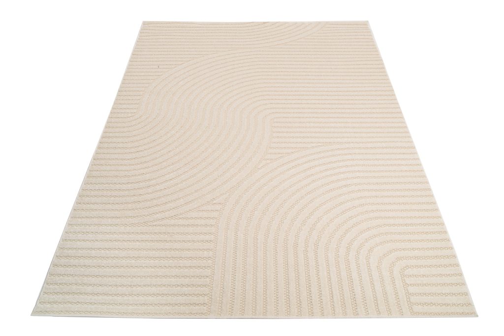Alfombra Exterior Patio Crema Líneas