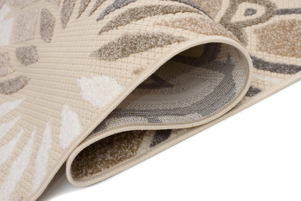 Alfombra Exterior Patio Crema Gris Floral
