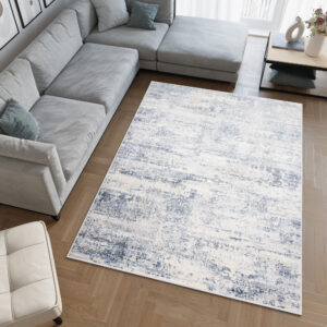 Alfombra Sky Azul Crema Abstracto Moteado