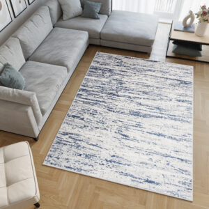 Alfombra Sky Azul Crema Moderno Líneas