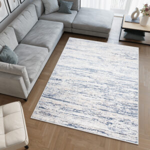Alfombra Sky Azul Crema Moderno Rayas