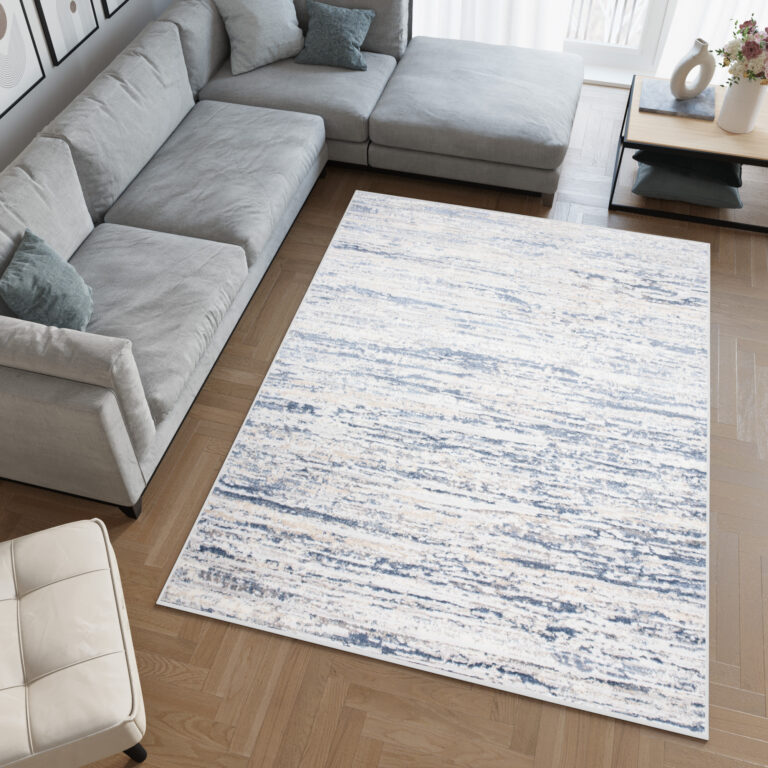 Alfombra Sky Azul Crema Moderno Rayas