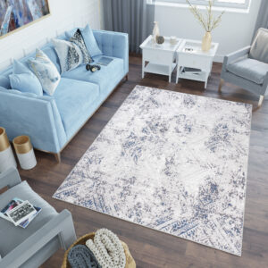 Alfombra Sky Azul Crema Vintage Diamantes
