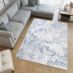 Alfombra Sky Azul Crema Moderno ZigZag