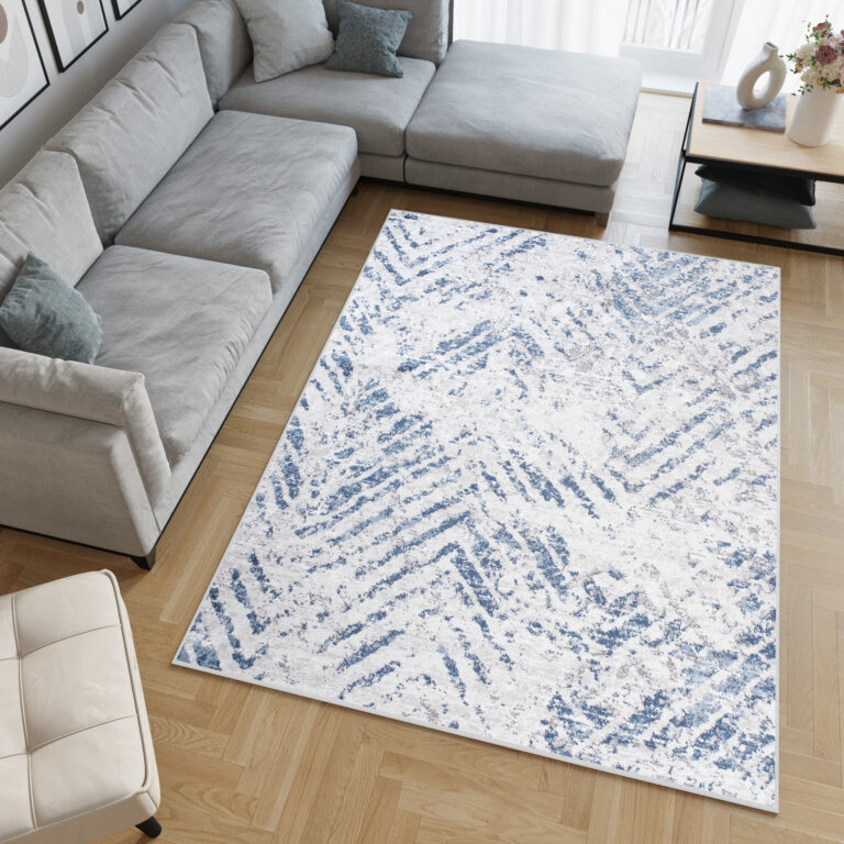 Alfombra Sky Azul Crema Moderno ZigZag