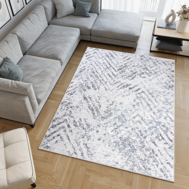 Alfombra Sky Gris Azul Moderna ZigZag