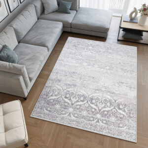 Alfombra Sky Gris Vintage Floral Moteado