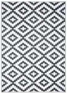 Alfombra Ibiza Exterior Reversible Impermeable Negro Blanco