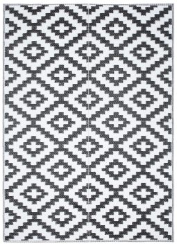 Alfombra Ibiza Exterior Reversible Impermeable Negro Blanco