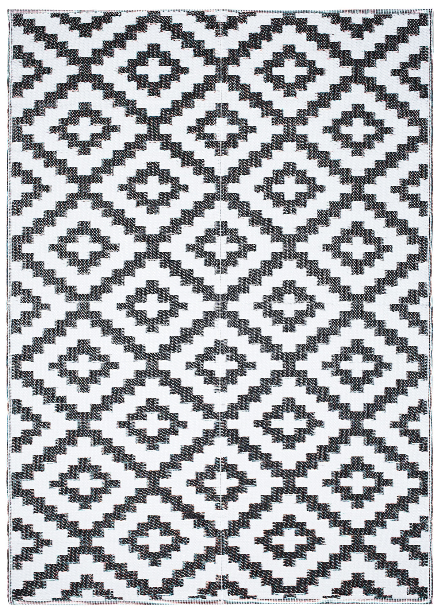 Alfombra Ibiza Exterior Reversible Impermeable Negro Blanco