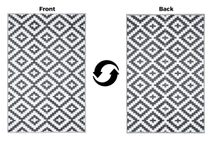 Alfombra Ibiza Exterior Reversible Impermeable Negro Blanco