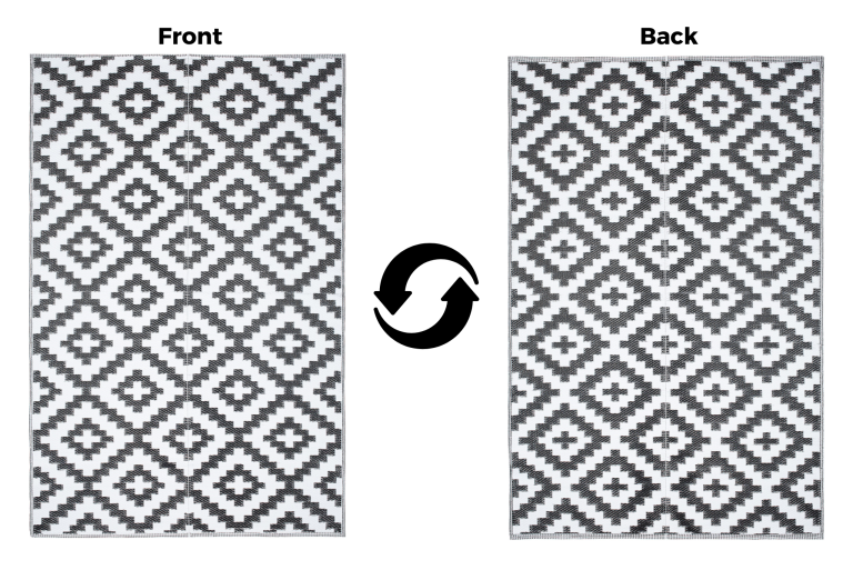 Alfombra Ibiza Exterior Reversible Impermeable Negro Blanco