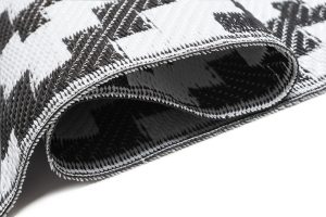 Alfombra Ibiza Exterior Reversible Impermeable Negro Blanco