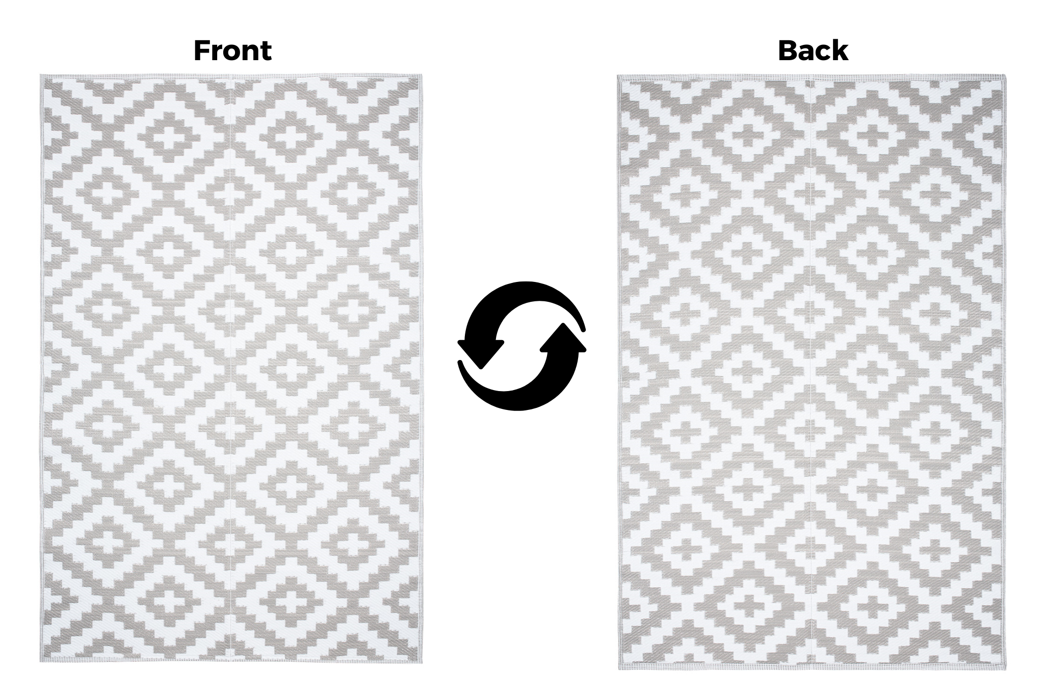 Alfombra Ibiza Exterior Reversible Impermeable Gris Blanco