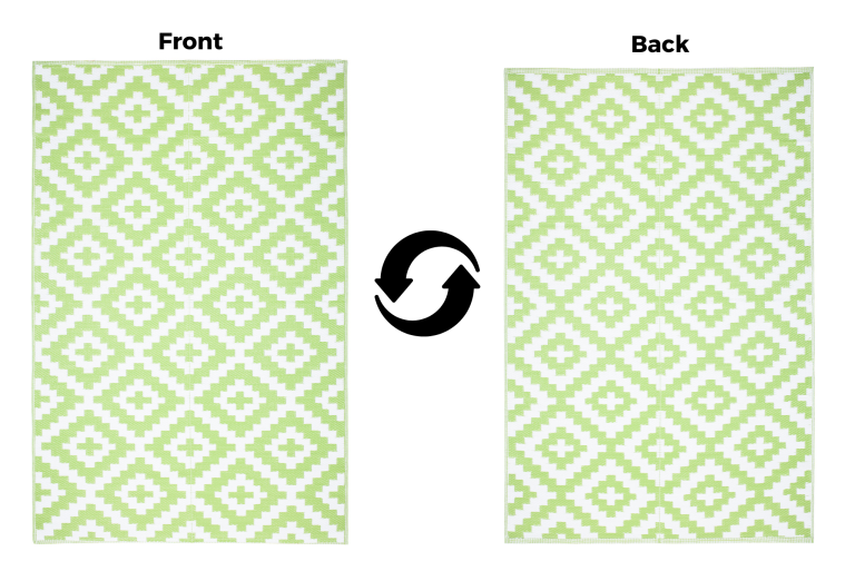 Alfombra Ibiza Exterior Reversible Impermeable Verde Blanco