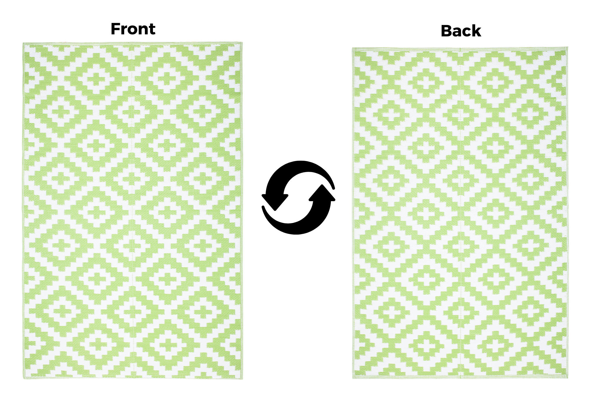 Alfombra Ibiza Exterior Reversible Impermeable Verde Blanco