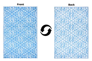 Alfombra Ibiza Plástico Reversible Impermeable Azul Marino Blanco Círculos